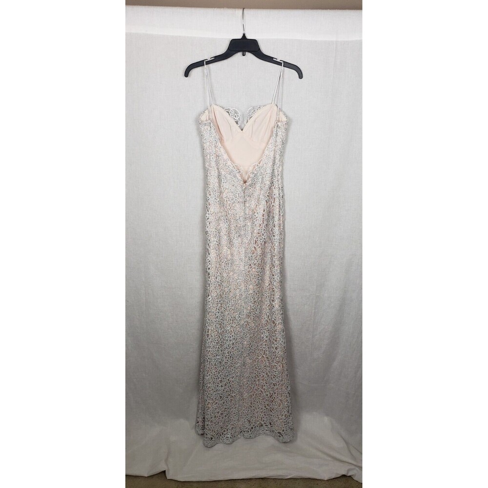 B. Darlin Dress Maxi Long Gown 10 Silver Lace Slit Prom New Years Party Holiday - Picture 2 of 8